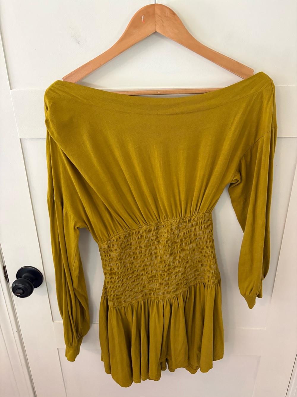 Free People Scorching Hot Mini Dress Chartreuse Off-Shoulder. Size Small. - Picture 2 of 10